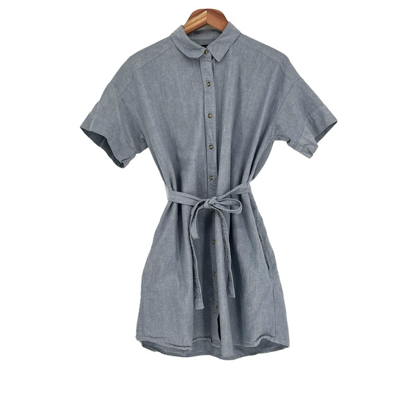 Abercrombie & Fitch Short Sleeve Chambray Shirt Dress w/ Belt & Pockets sz Small - Picture 2 of 9